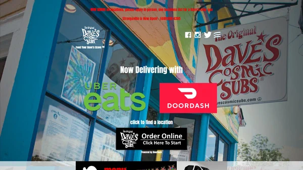 Dave's Cosmic Subs homepage design
