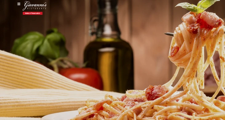 Giovannis Italian Restaurant Website Homepage Design